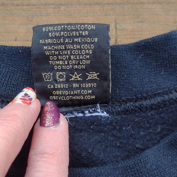 Obey Black Crewneck Pullover Sweatshirt with Sugar Skull Size Small - Picture 4 of 8